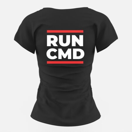 Дамска тениска за програмисти Run CMD